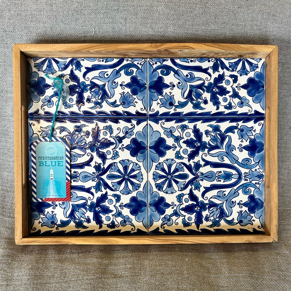 NEW W/ Tags Mediterranean Blue Serving Tray